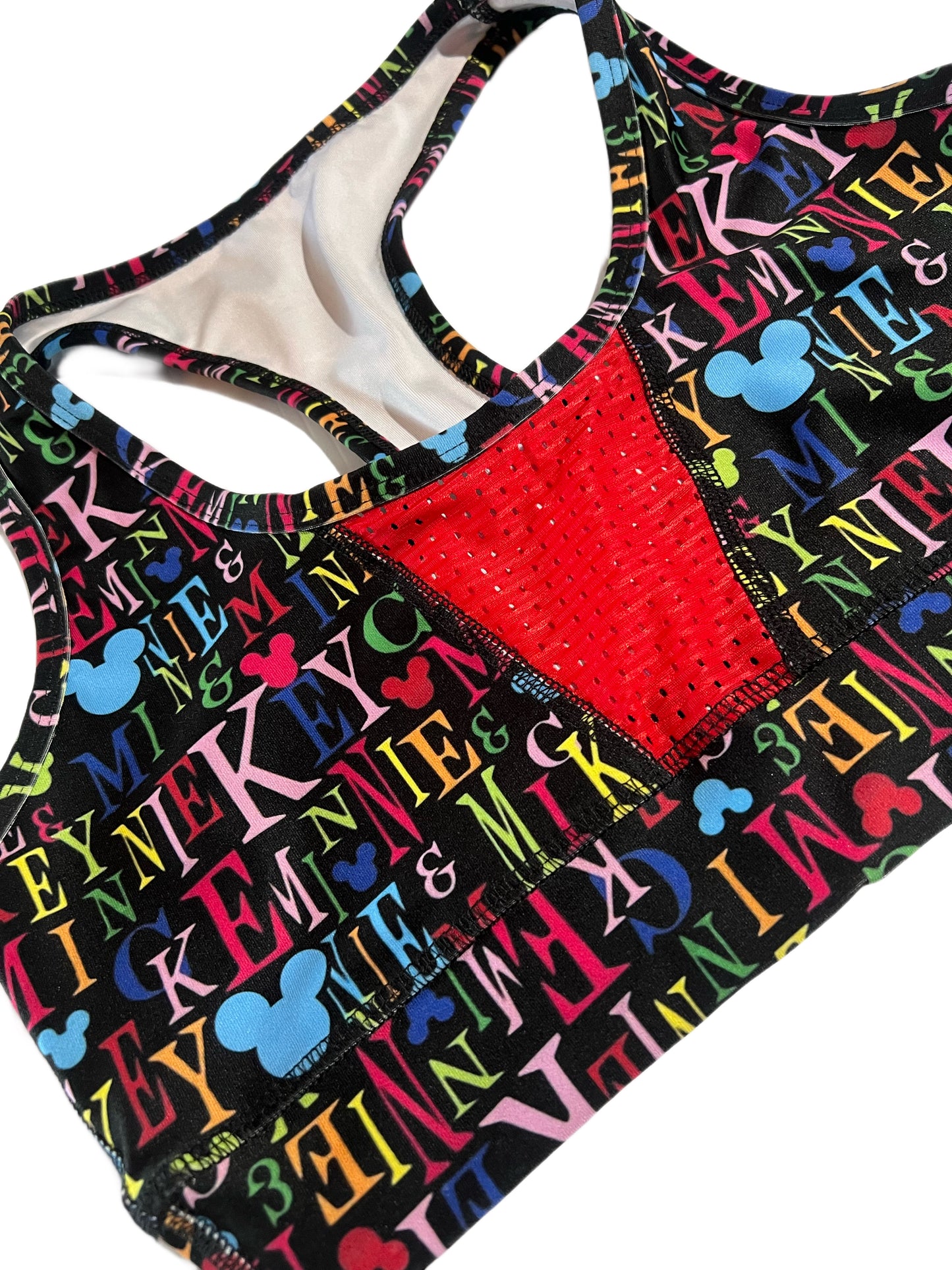 CARTOONS MM Letters Racerback Sport Bra