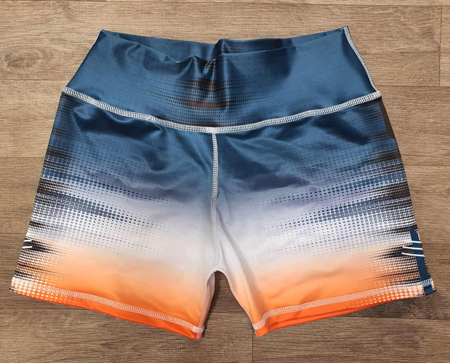 CORP-Mini short azul oscuro/naranja PLUS (cintura alta)