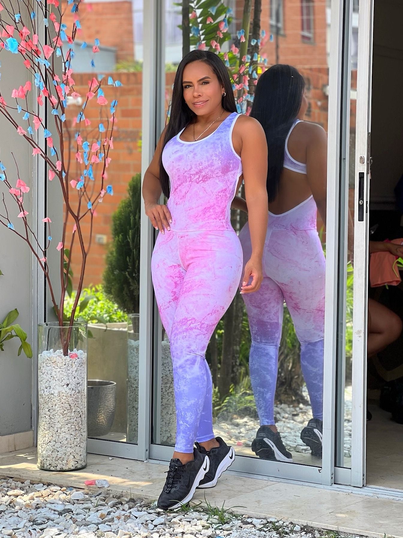 JUMP- Sport Pink Tie Dye Supplex (High Waist)