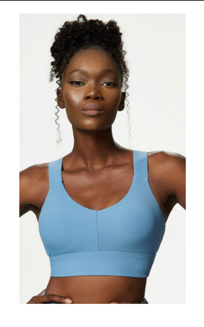 “Dakota” Ribbed Cross-Back Sport Bra (3 colors)