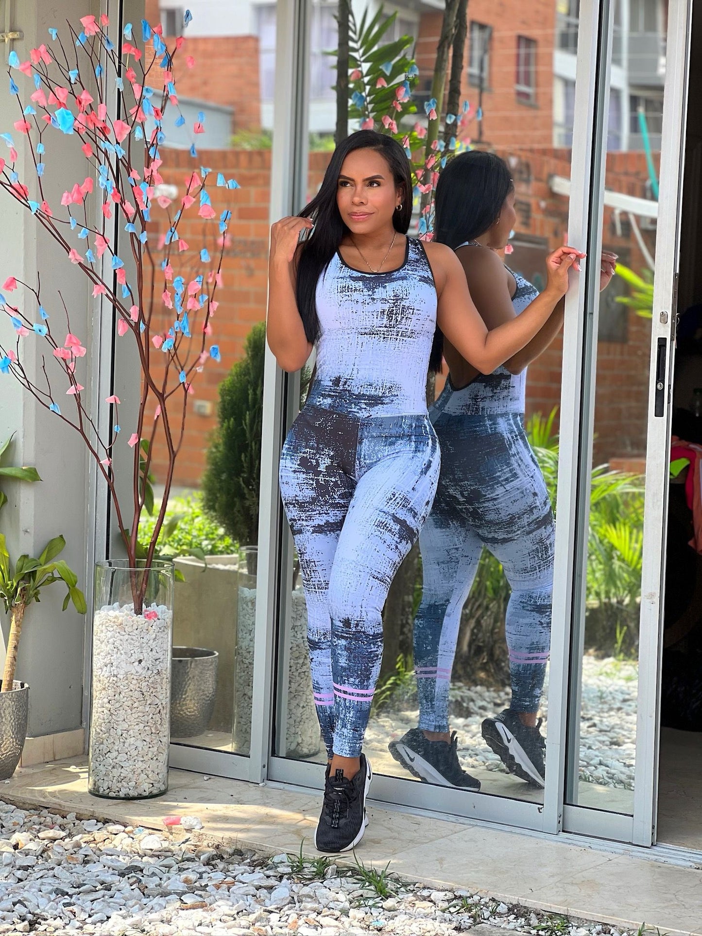 JUMP- Sport Black Tie Dye Supplex (High Waist)
