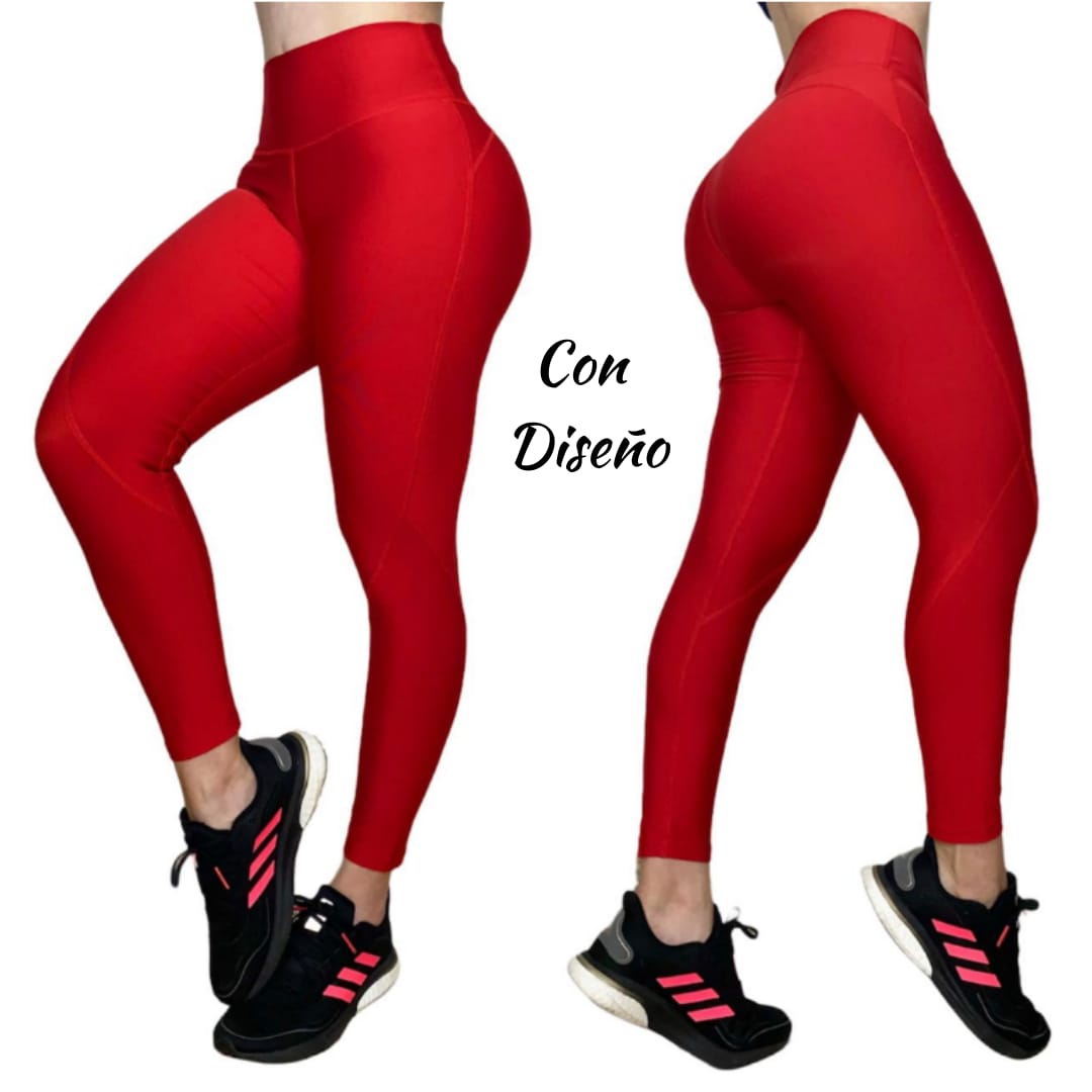 Leggings de cintura alta LOS/ LXL “color rojo sólido”