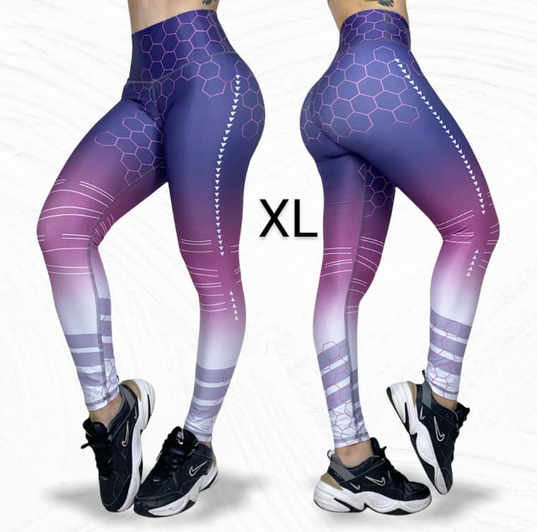 Leggings de cintura alta "Panal morado" LOS/ LXL