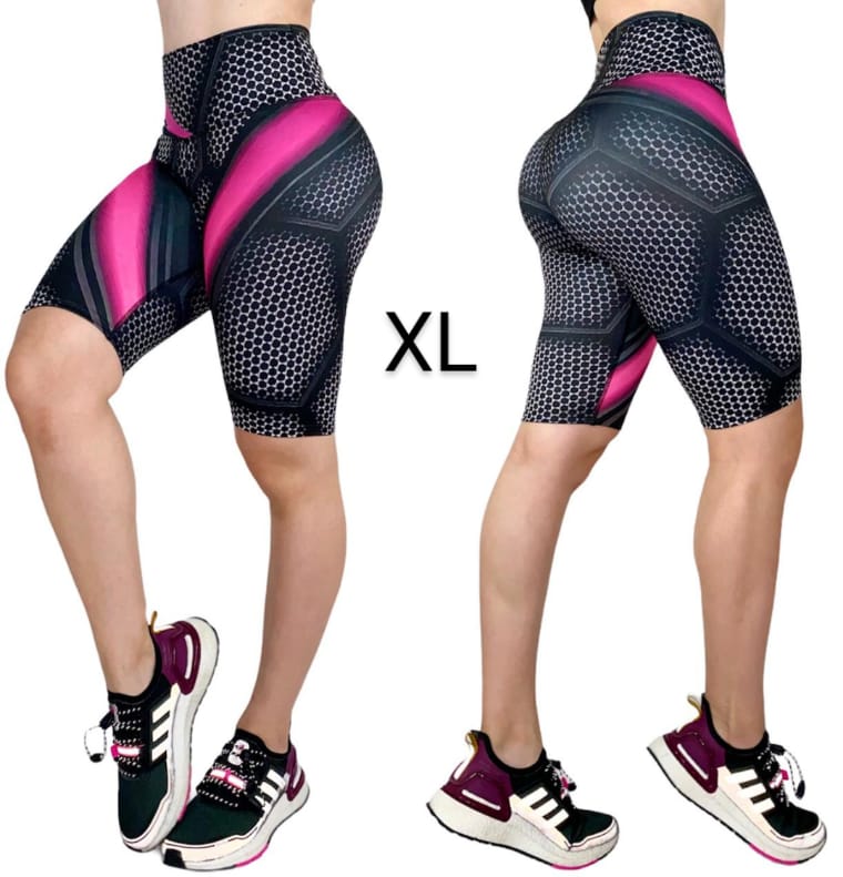 REBAJAS Biker "Negro con Blanco Talla Grande" (Cintura Alta)