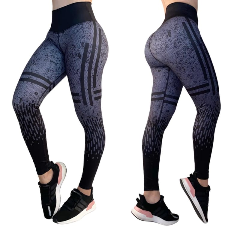 Leggings de cintura alta con rayas grises y negras LOS/ LXL