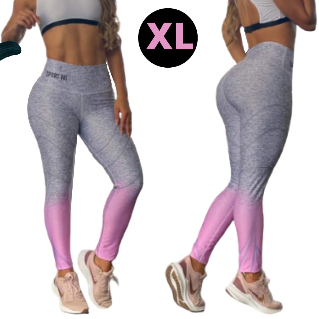 Leggings de cintura alta en oferta "talla grande gris y rosa"