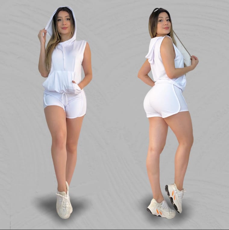 SALE "SUMMER fresh with Hoodie Onesize" White Combo