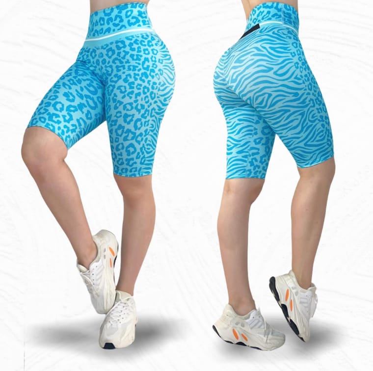Shorts de ciclista de cintura alta con estampado integral SHO (cintura alta)