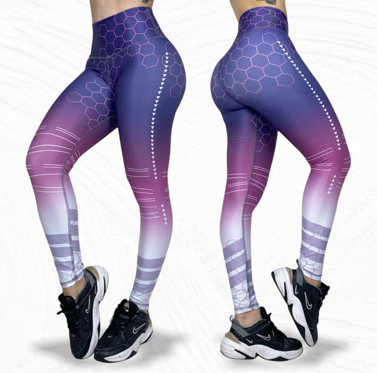 Leggings de cintura alta "Panal morado" LOS/ LXL