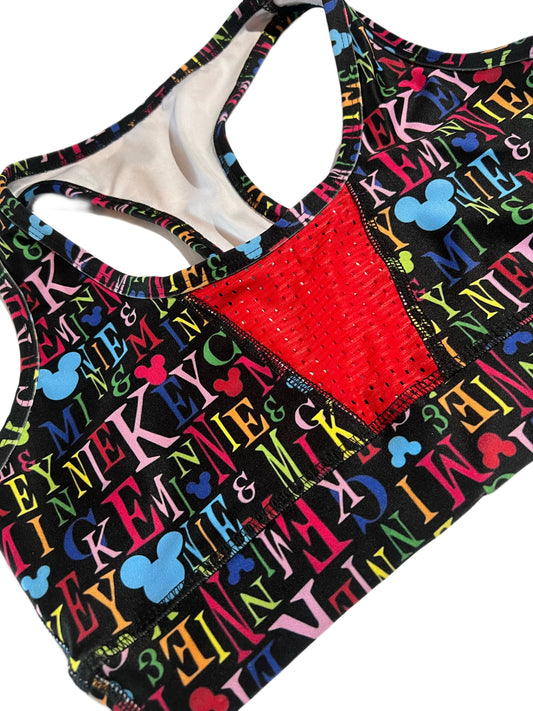 CARTOONS MM Letters Racerback Sport Bra