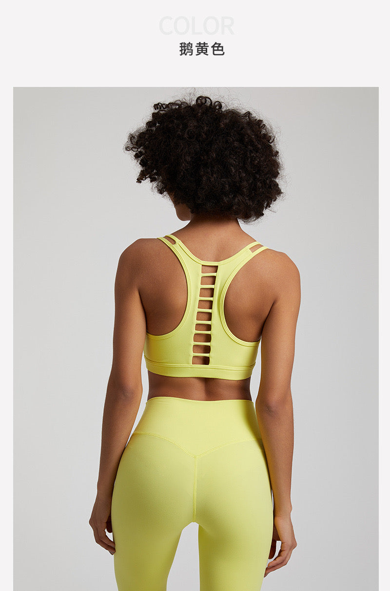 “Olivia” Hollow Out Racer back Sport Bra (Solid colors)