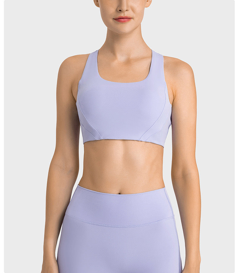 "Eugene" U Neck High Support Sport Bra Top (Solid Colors)