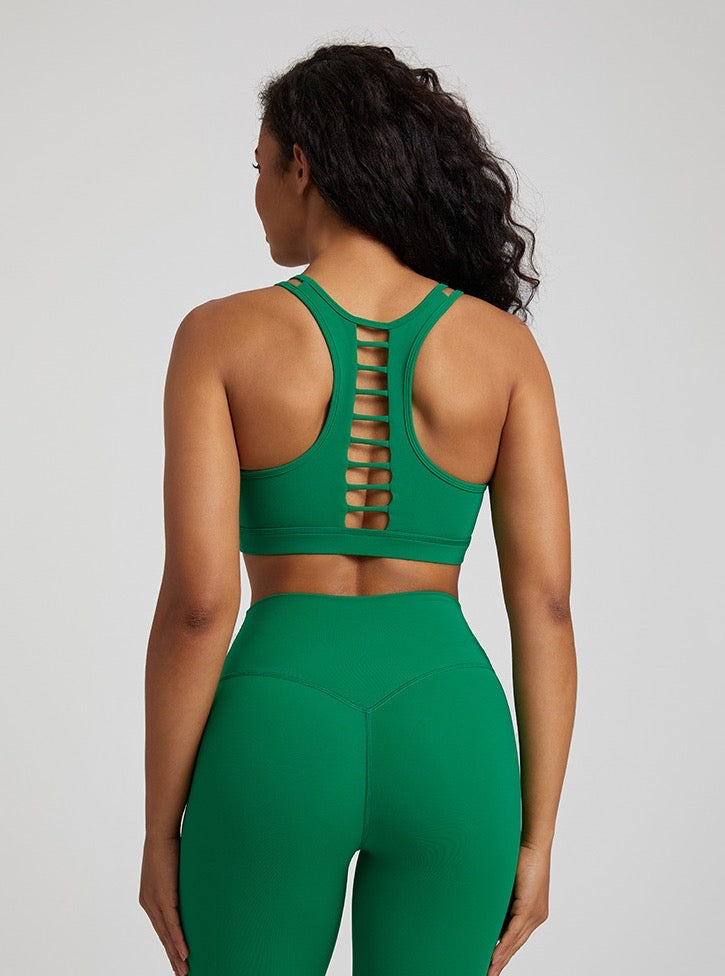 “Olivia” Hollow Out Racer back Sport Bra (Solid colors)