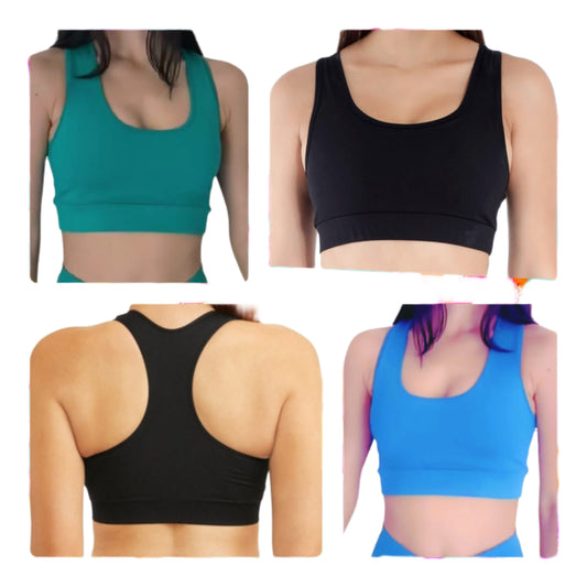 “Emma” Racerback Sports Bra (Solid colors)