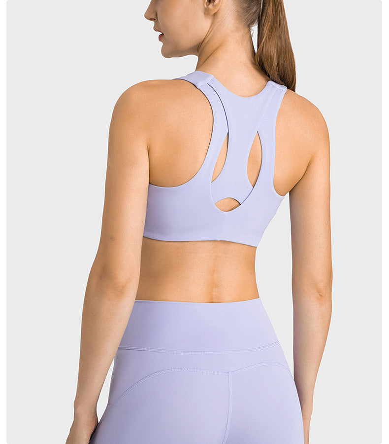 "Eugene" U Neck High Support Sport Bra Top (Solid Colors)