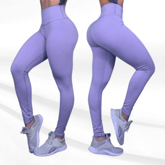 Leggings de cintura alta de color morado liso LOS