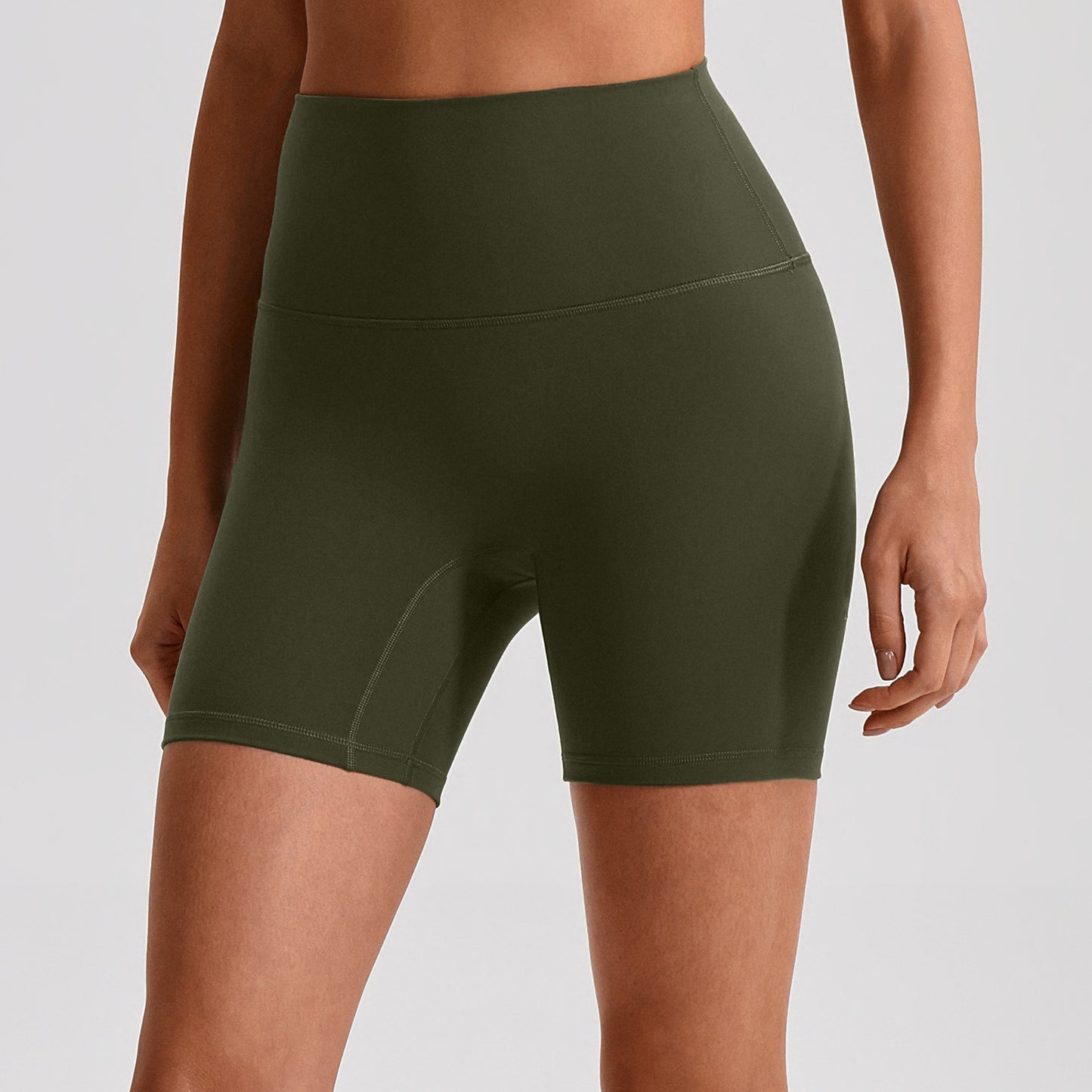Top deportivo de sujeción alta con cuello en U "Eugene" (colores lisos)