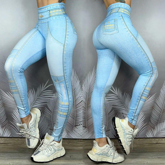 Jeans Stripes Light Wash High Waist Legging