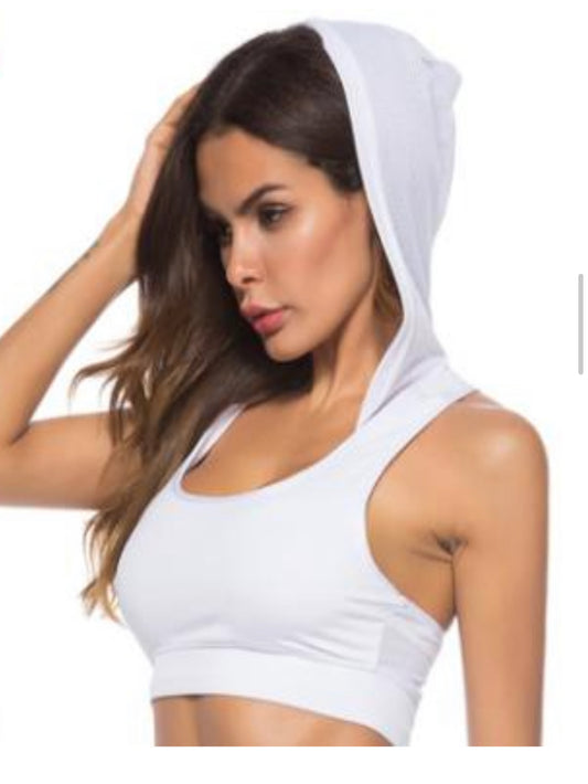 “Madrid” Hooded racerback Sport Bra (Solid colors)