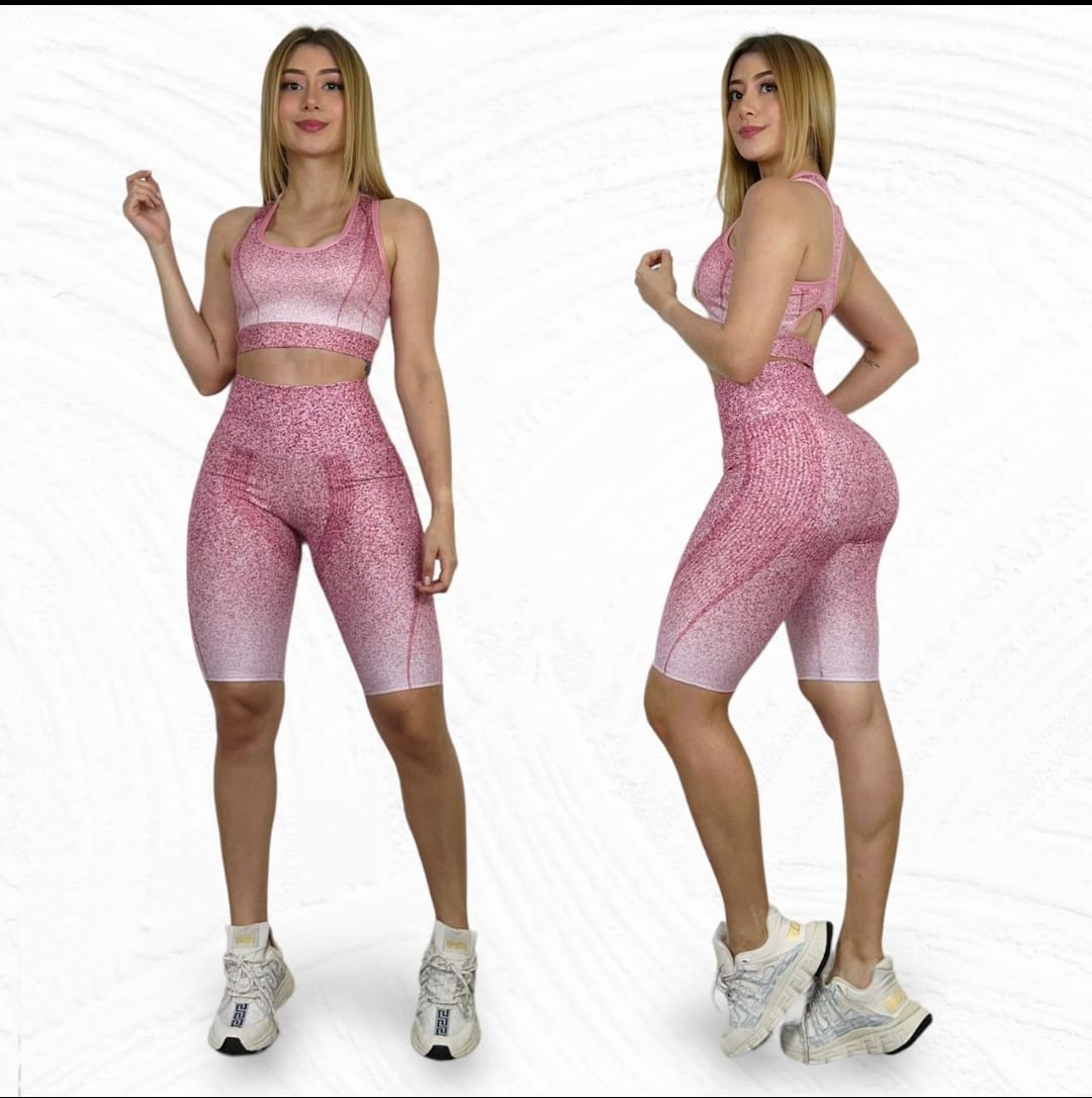 SET “Pink biker Performance” (High Waist)