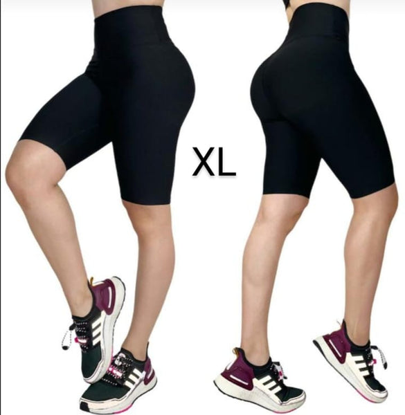 SHP “Solid Black” Performance BIKER CURVY (High Waist)