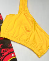 "Diane" Yellow Solid One Sh-oulder Sport Bra