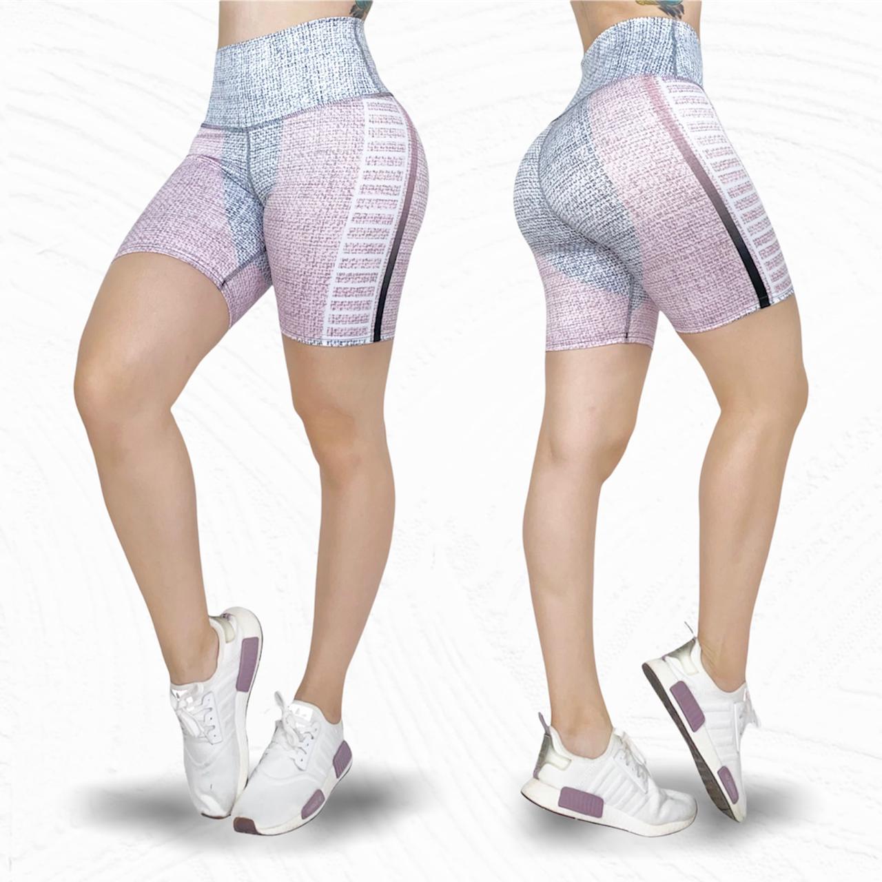 SHO Grey w/ Pink Stripes 1/2L Short (High Waist) CURVY