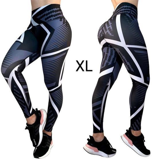 LXL "Black with White stripes" Performance High Waist Legging