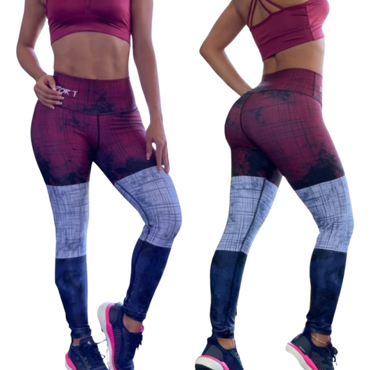 SALE "Sport Dark Red print Onesize" High Waist Legging