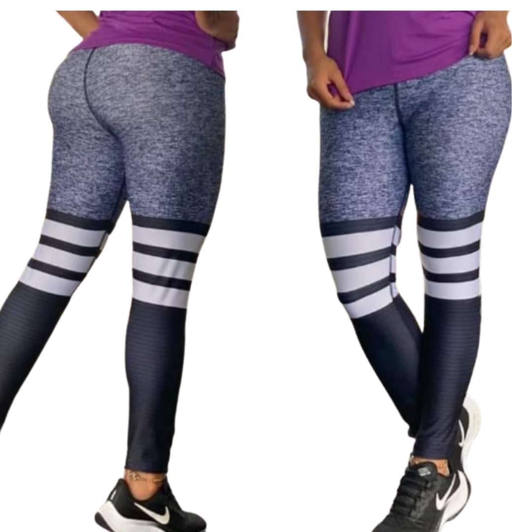 Dark Blue w/ White Stripes Performance Legging