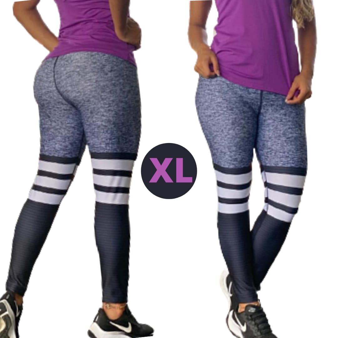 Dark Blue w/ White Stripes Performance Legging