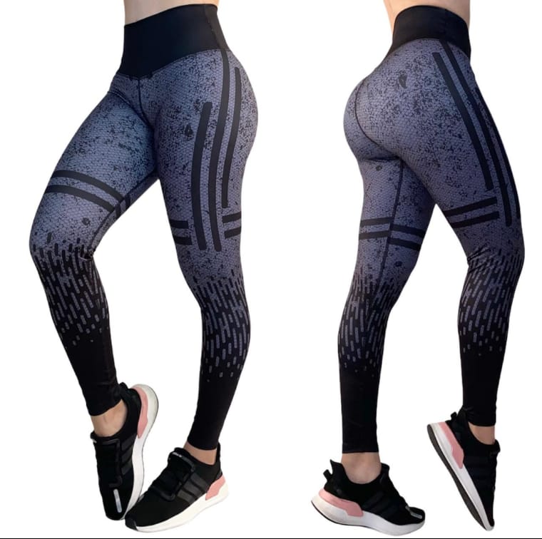 LOS/ LXL Grey & Black Stripes High Waist Leggings