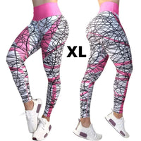 LXL White w/ Pink & Black stripes High Waist Legging