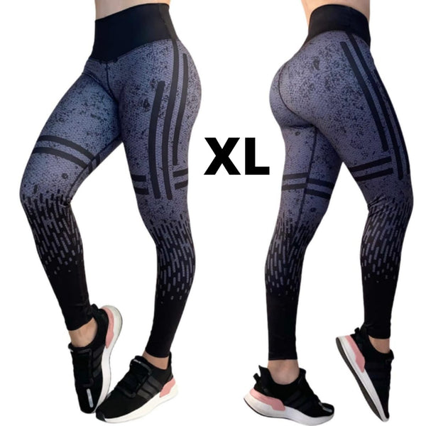 LOS/ LXL Grey & Black Stripes High Waist Leggings