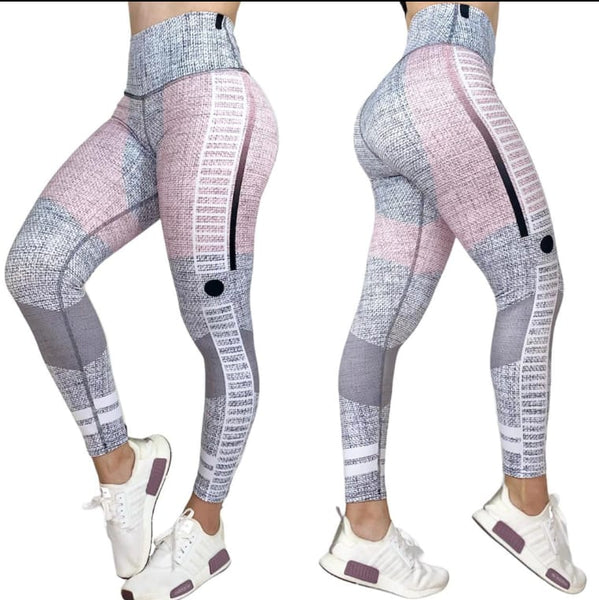 LOS Active Performance Legging (Gray, White & Pink)