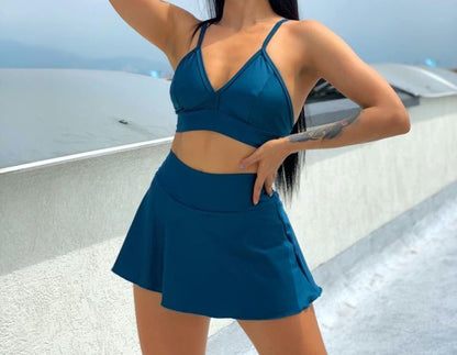SET Falda pantalón lisa de cintura alta