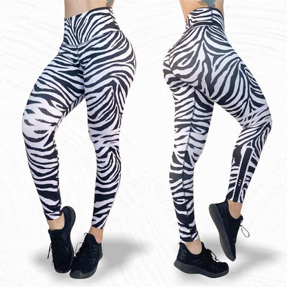 Leggings de cintura alta Zb negros con estampado animal LOS/ LXL