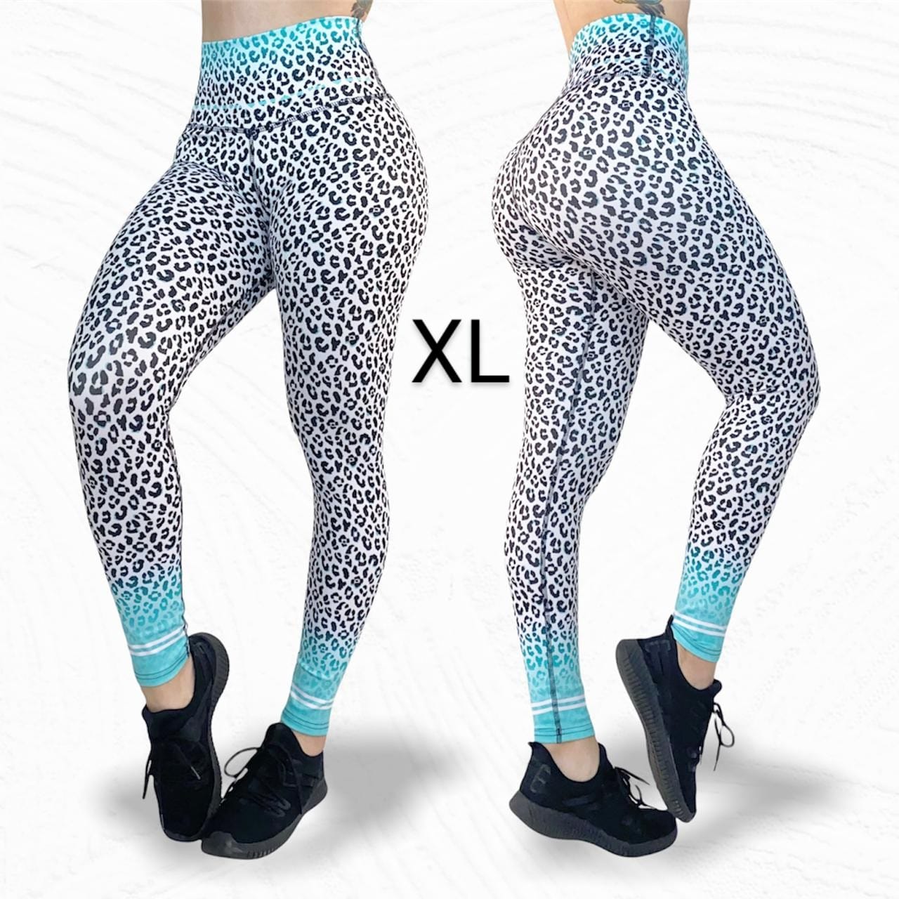 LOS/ LXL "ANIMAL PRINT" Black and Light Blue High Waist Legging