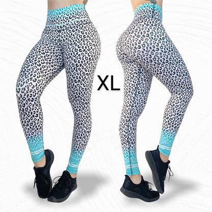 Leggings de cintura alta en negro y azul claro "ANIMAL PRINT" LOS/ LXL