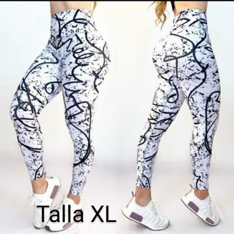 LOS/ LXL Black and white Abstract High Waist Legging